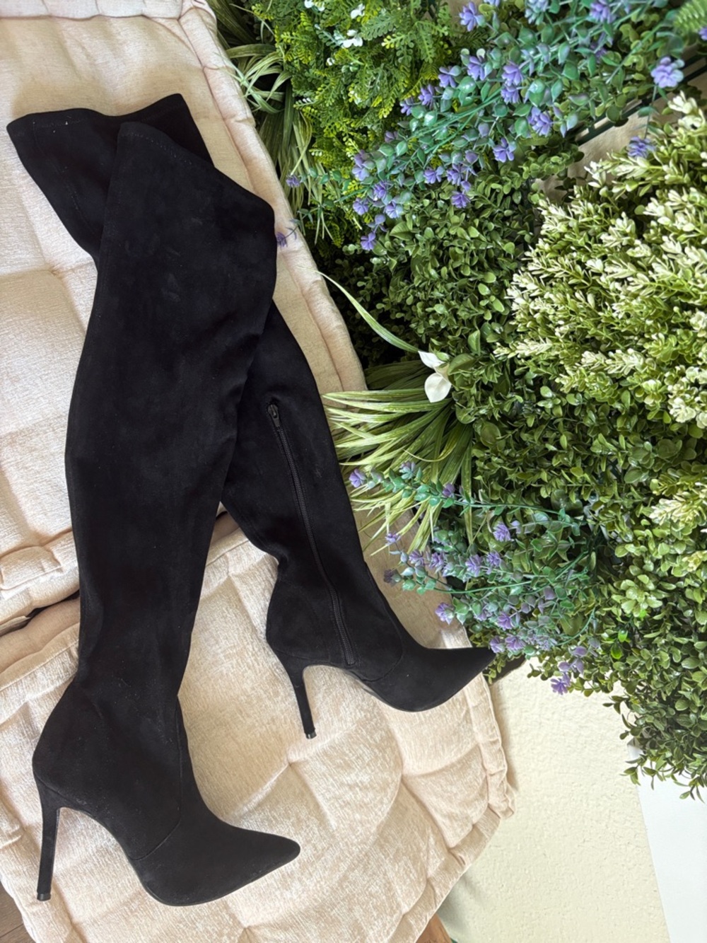JustFab Black Over-The-Knee Stiletto Boots